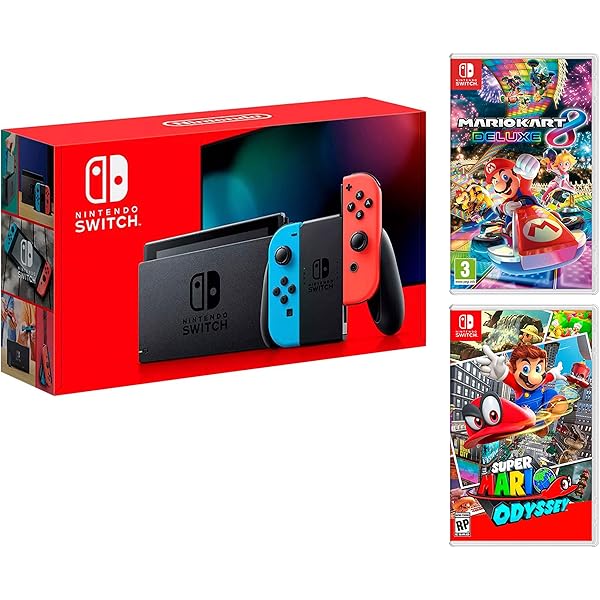 Nintendo Switch Konsole 32Gb Neon-Rot/Neon-Blau + Mario Kart 8
